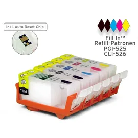 Octopus Fill In Patronen-Satz für Canon PGI-525, CLI 526 mit 5x Druckertinte