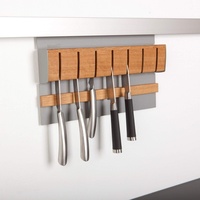 SO-TECH® Linero MosaiQ Magnet Messerhalter Titangrau mit Holzeinsatz aus Eiche