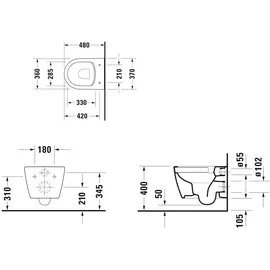 Duravit ME by Starck Wand-WC mit WC-Sitz Weiß seidenmatt
