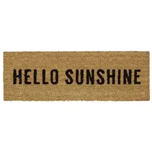 Relaxdays Fußmatte schmal HELLO Sunshine, Hellbraun,Schwarz