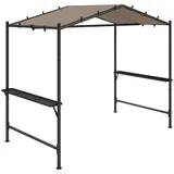 Outsunny Grillpavillon 277 x 149 x 230 cm wasserdicht flammhemmend Gartenpavillon mit Seitenregalen, Gartenlauben mit UV-Schutz, bbq Pavillon aus Stahl, Gartenzelt Grillzelt für Party BBQ, Khaki