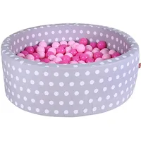 Knorrtoys Bällebad soft grey white dots inkl. 300 Bälle soft pink