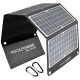 RealPower Solar Ladegerät 30W Faltbares Monokristalline Solarpanel mit USB Anschluss QC 3.0, ETFE wasserdicht, Leicht für Tablet Smartphone Powerbank und Campingreisen