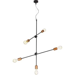 Licht-Erlebnisse Hängelampe STICKS Schwarz Industrie Design Vintage E27 verstellbare Pendelleuchte Esstisch Wohnzimmer, NO6270
