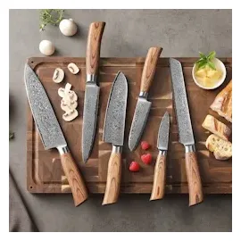 Wakoli Edib Pro 6er Damastmesser-Set I Holzbox I 8-20cm Klinge I mit Messerblock