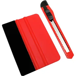 Zubehör-Set GARDINIA "Rakel + Cutter Set für Fensterfolie", rot, B:10cm H:7cm L:7cm, Kunststoff, Sichtschutzbefestigungen, Serie Fensterfolien