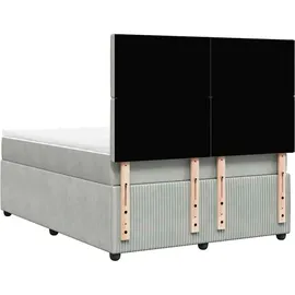vidaXL Boxspringbett mit Matratze Hellgrau 140x200 cm Samt