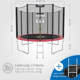 Kinetic Sports Trampolin Outdoor 'Salto Plus' Ø 305 cm – TÜV Rheinland geprüft, Komplett-Set für Kinder – bis 160 kg, Pink