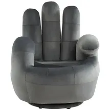 vente-unique Fingersessel drehbar Samt 82 x 89 x 78 cm Anthrazit mit Kissen
