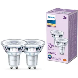 Philips LED Lampe ersetzt 50W, GU10 Reflektor, warmweißes Licht (2700 K), 355 Lumen, 2er pack, Matt