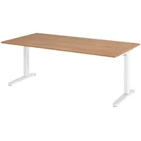 Bümö Schreibtisch Nussbaum, Weiß, Nachbildung,Nussbaum, Rechteckig, 200x74x100 cm, FSC