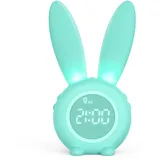 Homealexa Kinder Lichtwecker Cute Rabbit Kinderwecker Creative Nachttischlampe Snooze-Funktion, zeitgesteuertes Nachtlicht, Kindertagesgeschenk für Kinder, Mädchen