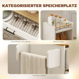 Homcom Kücheninsel Küchenwagen auf Rollen mit abklappbarer Arbeitsplatte, Ablage | Gr.: onesize