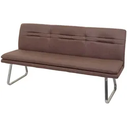 Sitzbank MCW-H70, Esszimmerbank Bank Polsterbank, Rückenlehne Stoff/Textil Edelstahl gebürstet ~ braun 180cm