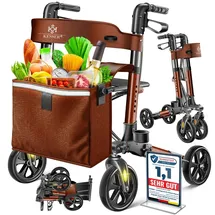 Kesser Leichtgewicht Rollator faltbar mit Sitz Braun