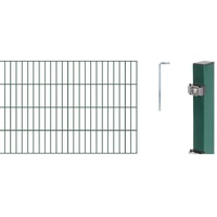 GAH ALBERTS Doppelstabmattenzaun als 16 tlg. Zaun-Komplettset | verschiedene Längen und Höhen - wahlweise in verschiedenen Farben | grün | Höhe 80 cm | Länge 14 m