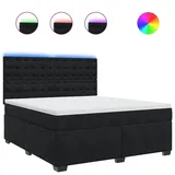 vidaXL Boxspringbett mit Matratze Schwarz 180x200 cm Samt
