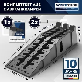 GENTOR WERKTHOR Auffahrrampen [2er Set] - für PKW bis 5t - Hochbelastbare Rampe Auto Wohnmobil,