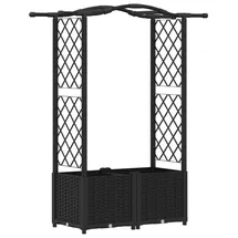 vidaXL Hochbeet mit Rankgitter und Dach 125 x 40 x 138 cm Schwarz