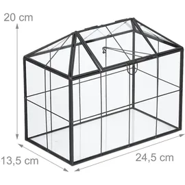 Relaxdays Pflanzenterrarium Glas & Zinn schwarz