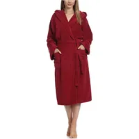 Ladeheid Bademantel Damen Frottee Bademantel aus 100% Baumwolle LA40-193, Langform, Baumwolle, Kapuze rot XL