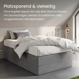 home collective Boxspringbett 100 x 200 cm H2 Grau