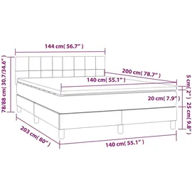 vidaXL Boxspringbett 140 x 200 cm Dunkelgrau