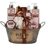 Brubaker Cosmetics Bade- und Dusch Set Kokosnuss & Erdbeer Duft - 10-teiliges Geschenkset in Vintage Wanne