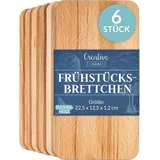 Creative Home 6 Stück Holz | 22.5 x 12.5 x 1.2 cm | Holzschneidebrett | Umkehrbar Schneidbrett | Holzbrett Küche für B... - Naturbelassen