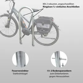 Trutzholm Fahrradständer 5 x Anlehnbügel 111,5 x 40 cm Ø 49 mm grau
