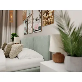 Muralo Polsterbett Stoffbett Bett mit Bettkasten und Gasdruckfeder mit Polsterkopfteil Bett 120x200 Bett mit Stauraum Mint