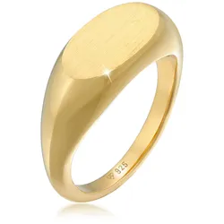 Fingerring ELLI "Siegelring Oval Glanz Geo Basic Trend 925 Silber" Gr. 54, gold, Fingerringe, Damen, 54mm, ohne Stein, Silber 925 (Sterlingsilber), 2.1mm