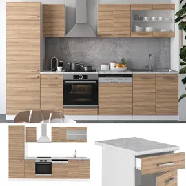 Vicco Küchenzeile R-Line 300 cm Sonoma/Weiß