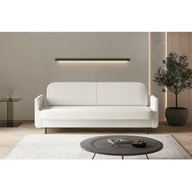 e-meubles Möblo Schlafsofa Weiß, Holzwerkstoff, 3-Sitzer, 221x87x84 cm, Wohnzimmer - Couches, Schlafsofas