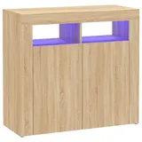 vidaXL Sideboard mit LED-Leuchten Schwarz 80x35x75 cm
