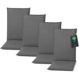 Pillows24 - Hochlehner Auflagen 4er Set - 120x50cm – 8cm Dick - Premium-Material 200gsm, UV- & Wasserabweisend | Sitzauflagen Hochlehner | Gartenstuhlauflagen für Gartenmöbel | Dunkelgrau