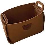 Faltbarer Filzkorb Mit Griff, Für Wäsche, Snacks, Spielzeug, Kleidung, Fürs Büro, Bärenmuster, Rotbraun