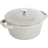 Staub Cocotte Twister 24 cm rund Weisser Trüffel
