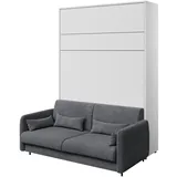 MEBLINI Schrankbett mit Sofa Bed Concept - Wandbett mit Lattenrost - Klappbett mit Schrank - Wandklappbett - Murphy Bed - BC-12-160x200cm Vertikal - Weiß Matt/Dunkelgrau