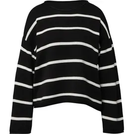 s.Oliver Gestreifter Pullover im Relaxed Fit Schwarz / Weiß 4XL