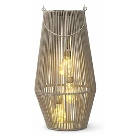 Formano Laterne Rattan 55 cm 3 LED Birnen Solar Dämmerungssensor braun