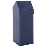 PROREGAL Eckiger Aluminium Abfallbehälter Haiti mit Push-Deckel | 55 Liter, HxBxT 77x30x30cm | Blau