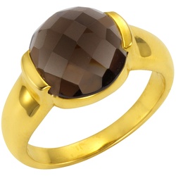 Jamelli Ring 925 Silber vergoldet Rauchquarz 12mm
