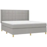 vidaXL Boxspringbett mit Matratze & LED Hellgrau 180x200 cm Stoff