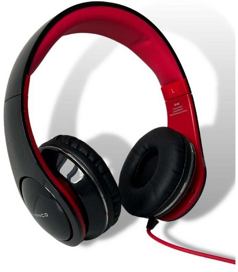 Vivanco Smartphone-Headset (Größenverstellbares Kopfband, Kompatibel mit allen Smartphones, M) rot