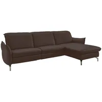 Livetastic Ecksofa, Dunkelbraun, Metall, 4-Sitzer, Ottomane rechts, L-Form, 233x179 cm, Made in EU, Hocker erhältlich, motorische Relaxfunktion, Armteil links, rechts, Wohnzimmer, Sofas & Couches, Wohnlandschaften, Ecksofas