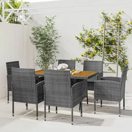 vidaXL Garten-Essgruppe 7-tlg. Grau