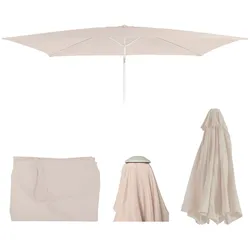 Ersatz-Bezug für Sonnenschirm Castellammare, Sonnenschirmbezug Ersatzbezug, 2x3m rechteckig Stoff/Textil 4,5kg UV-Schutz 50+ ~ creme