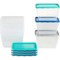 Kigima Gefrierdosen 12x1,5L Hoch Blau/Grün/Grau – Vorratsdosen mit Deckel luftdicht – Transparente Frischhaltedosen mit Deckel – Aufbewahrungsbox Küche für Mealprep & Organisation – Austrian Quality