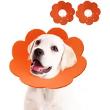 2 Stücke Weiches Halskrause Katze, Schützendes Verstellbares Haustier-Kegelhalsband für Nach Operationen Halskrausen für Katzen Verhindert das Lecken von Wunden(Orange, L)